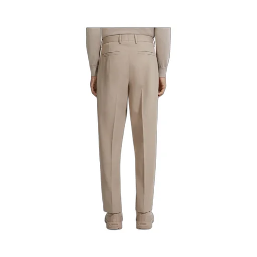 Pleated Cotton Wool Trousers