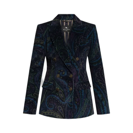 Etro Paisley Jacquard Double-Breasted Corduroy Blazer