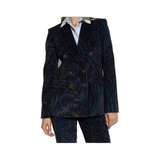 Etro Paisley Jacquard Double-Breasted Corduroy Blazer