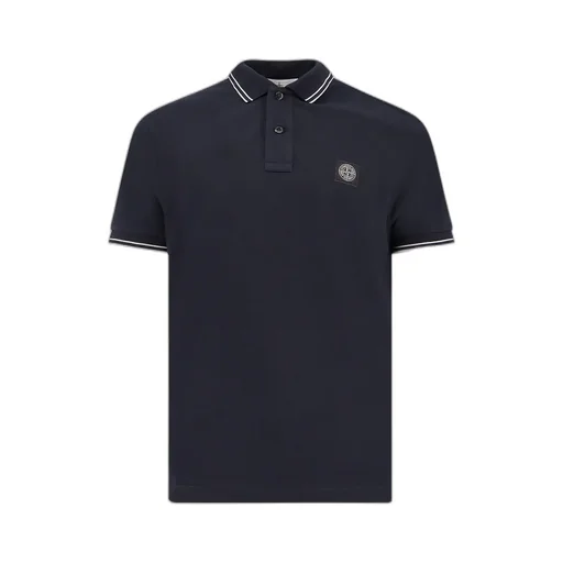 Stone Island Logo Patch Buttoned Polo Shirt