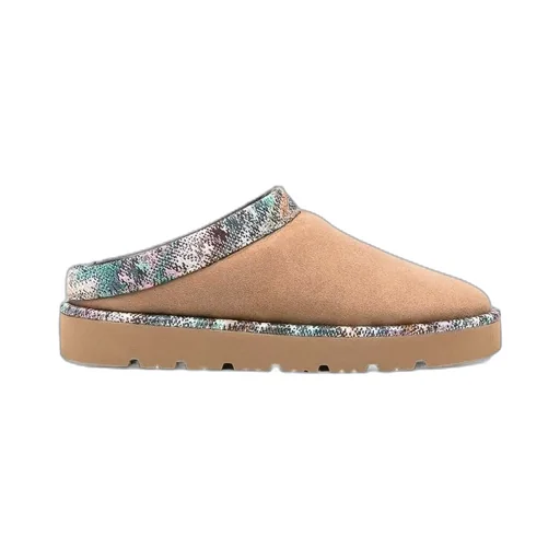 Patterned-Trim Slippers