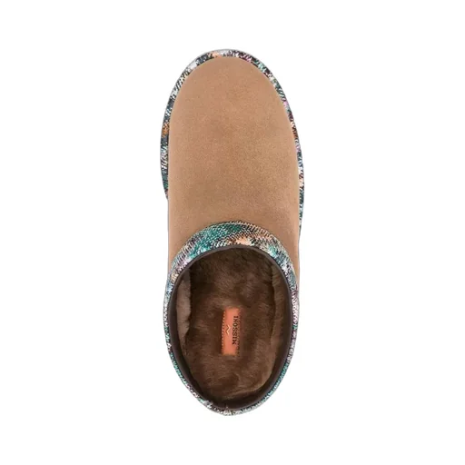 Patterned-Trim Slippers