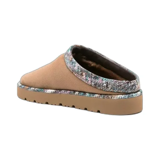 Patterned-Trim Slippers