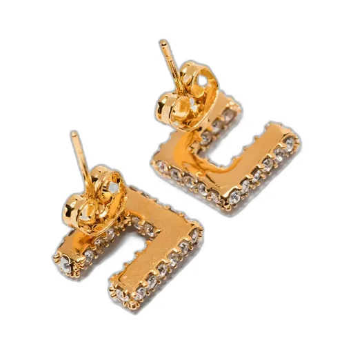 Square-Frame Crystal-Embellishment Earrings