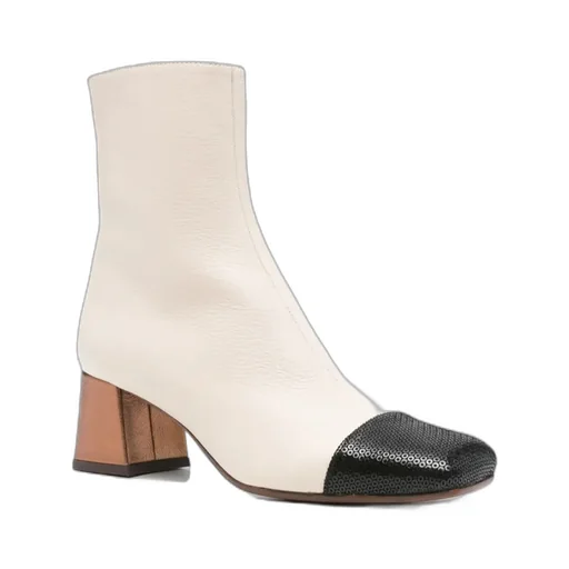 Color-Blocked Chunky Heeled Ankle Boots