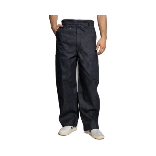 Cargo Trousers In Herringbone Denim