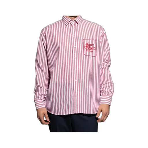 Etro Pegaso Embroidered Striped Shirt