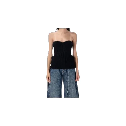 Ribbed-Knit Bustier Top