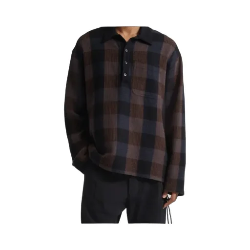 Plaid Long-Sleeved Polo Shirt