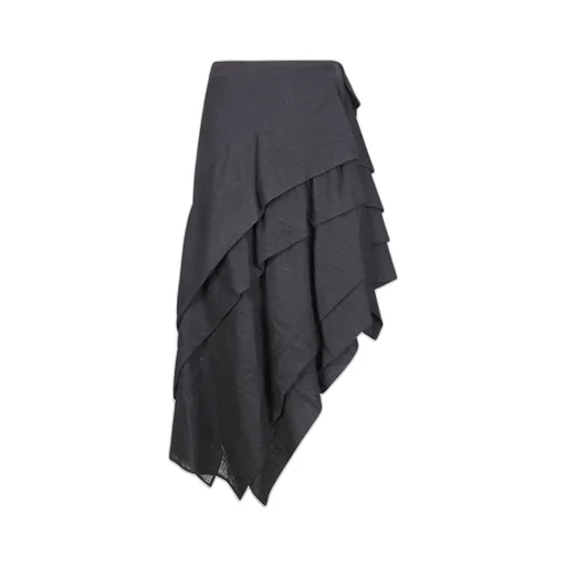Yohji Yamamoto Tucked Stitched Asymmetric Midi Skirt