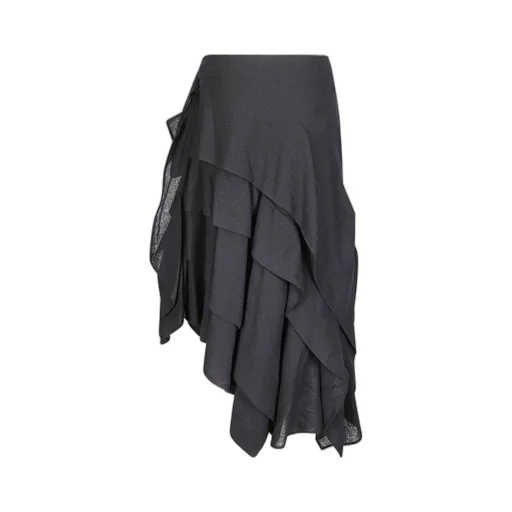 Yohji Yamamoto Tucked Stitched Asymmetric Midi Skirt