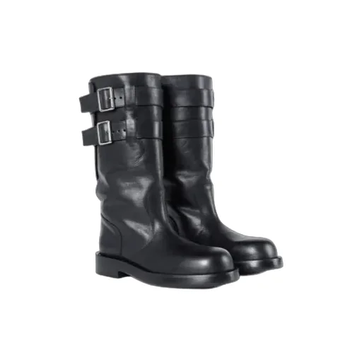 Double-Buckle Calfskin Boots