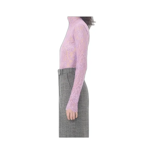 Valentino Lace Detailed Mock Neck Bodysuit