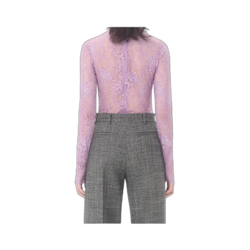 Valentino Lace Detailed Mock Neck Bodysuit