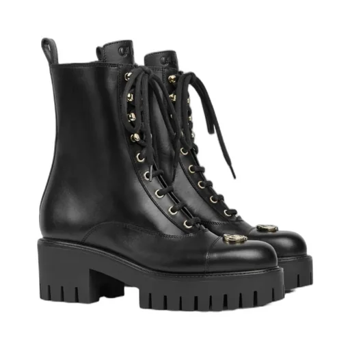 Gucci Gg Lace-Up Ankle Boots