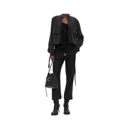 Drawstring Wool Straight Trousers