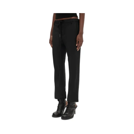 Drawstring Wool Straight Trousers