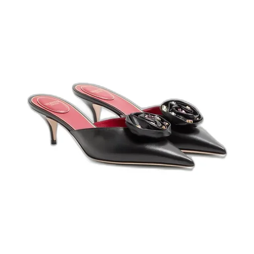 Drip Rose Kidskin Mule With Crystals 55Mm