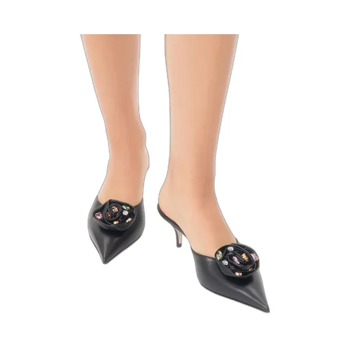 Drip Rose Kidskin Mule With Crystals 55Mm