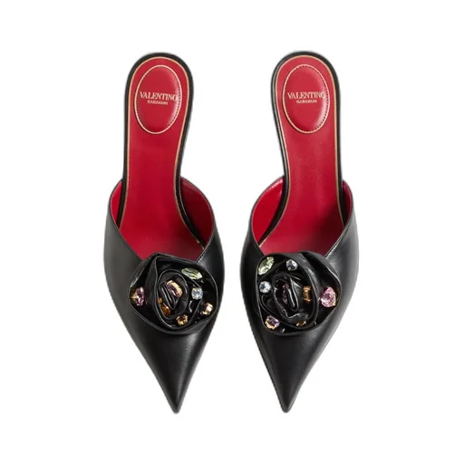 Drip Rose Kidskin Mule With Crystals 55Mm