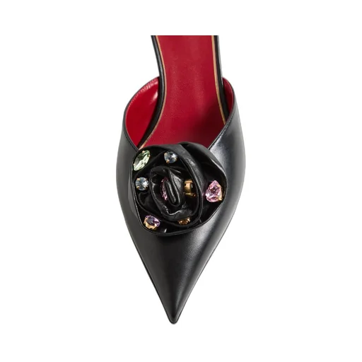 Drip Rose Kidskin Mule With Crystals 55Mm