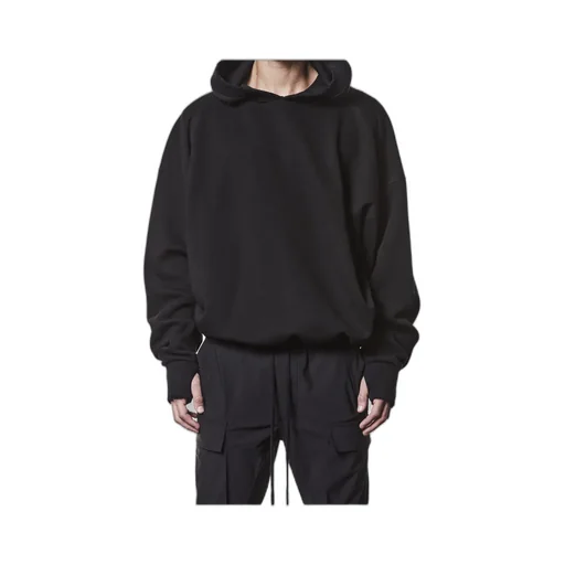 Ribbed-Trim Long-Sleeve Hoodie