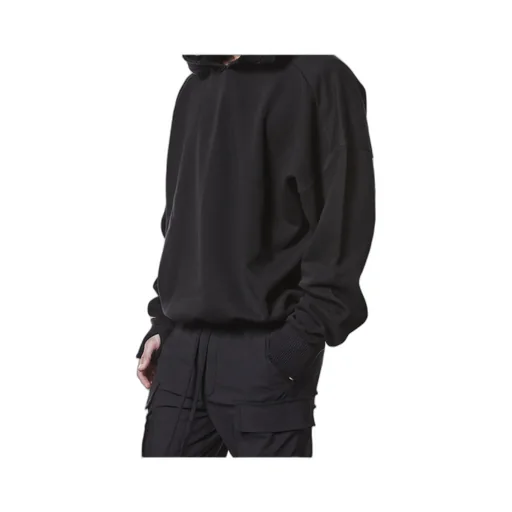 Ribbed-Trim Long-Sleeve Hoodie