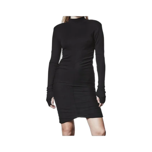 Gathered High-Neck Mini Dress