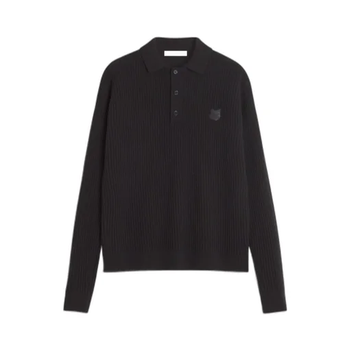 Maison Kitsuné Fox Head Ribbed Polo Jumper