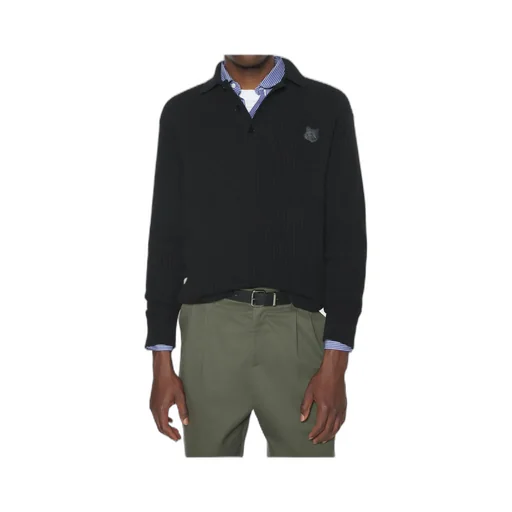 Maison Kitsuné Fox Head Ribbed Polo Jumper