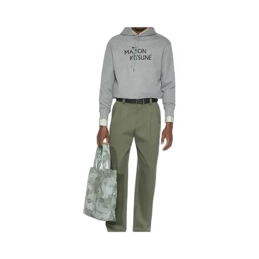Maison Kitsuné Logo Embroidered Drawstring Hoodie