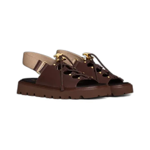 Celine Billie Chunky Sandale In Calfskin And Textile