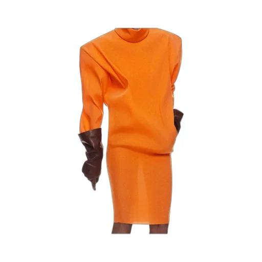 Saint Laurent High Neck Long-Sleeved Boxy Dress