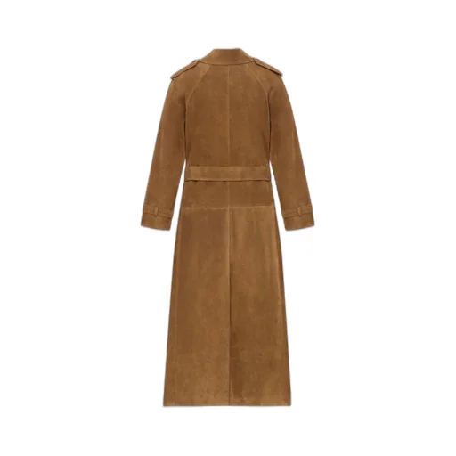 Double-Breasted Suede Long Coat