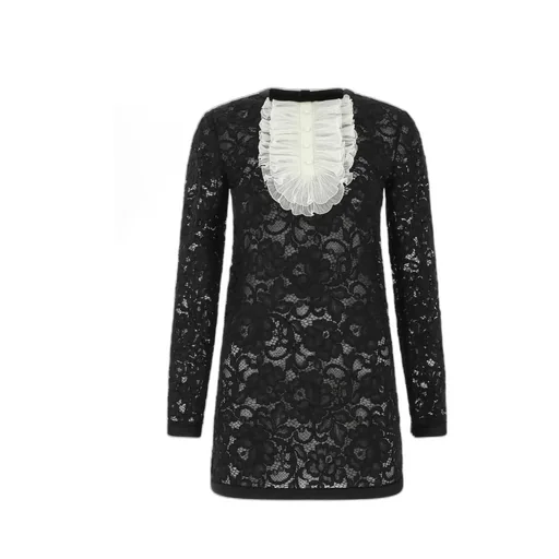 Saint Laurent Frill Detail Lace Dress