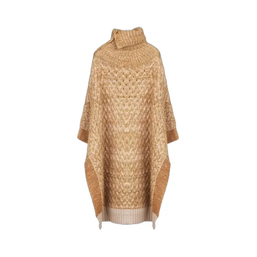 Knitted High-Neck Cape Pullover