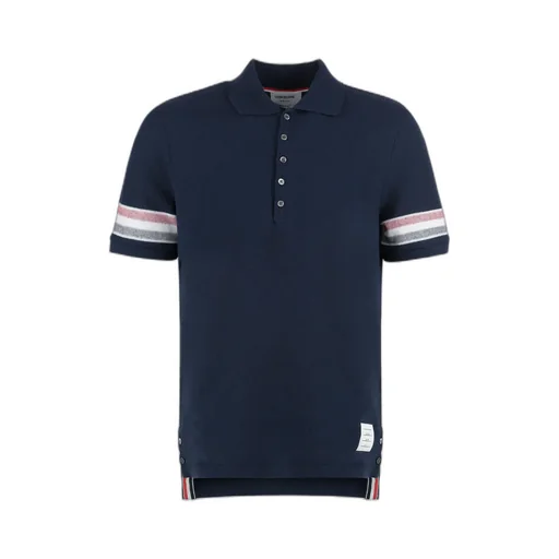 Thom Browne Logo Patch Striped Polo Shirt