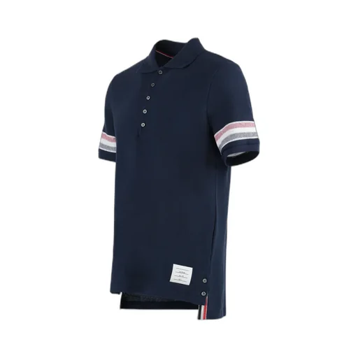 Thom Browne Logo Patch Striped Polo Shirt