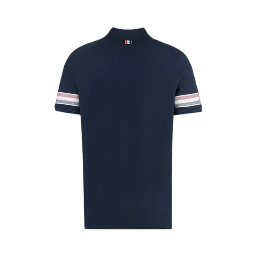 Thom Browne Logo Patch Striped Polo Shirt