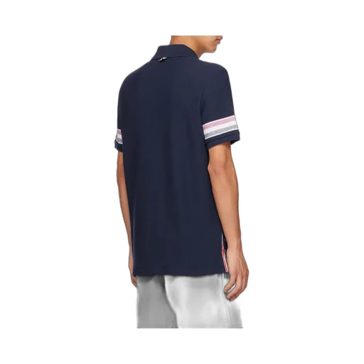 Thom Browne Logo Patch Striped Polo Shirt