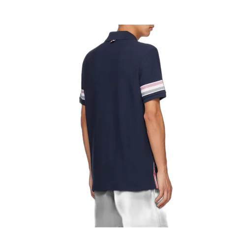 Thom Browne Logo Patch Striped Polo Shirt