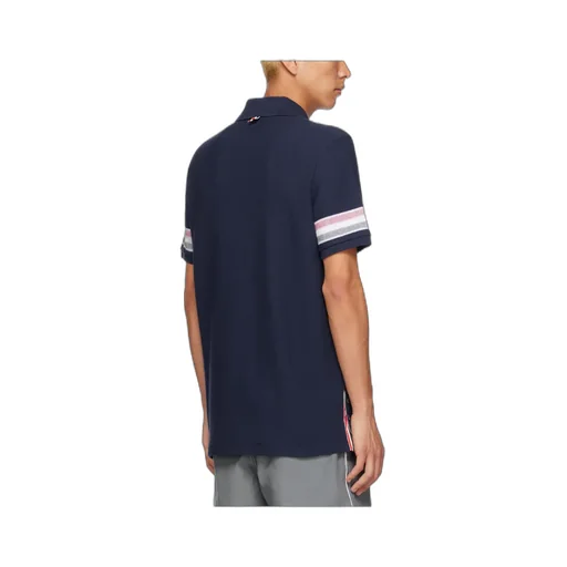 Thom Browne Logo Patch Striped Polo Shirt