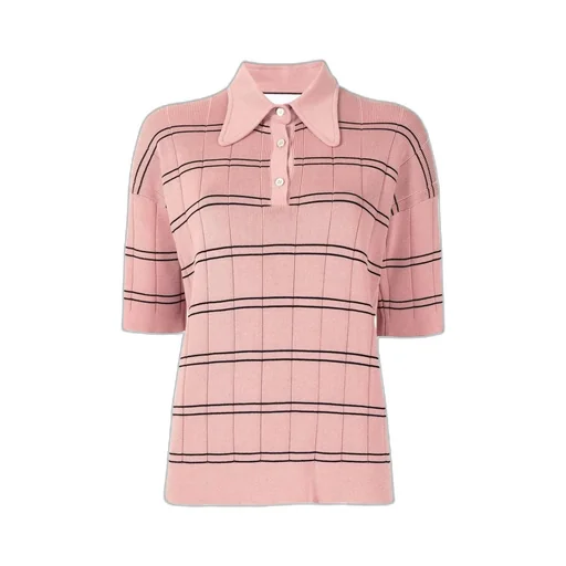 Striped Knitted Polo Top