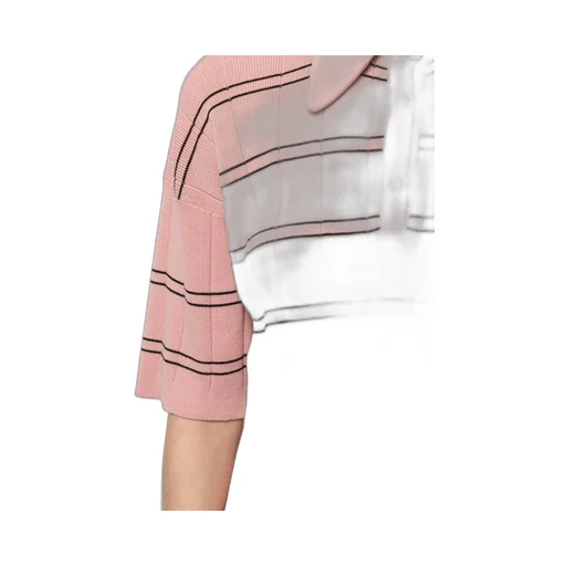 Striped Knitted Polo Top