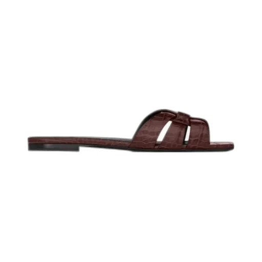 Nu Pieds Crocodile-Embossed Sandals