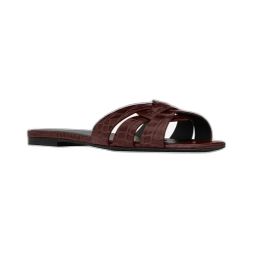 Nu Pieds Crocodile-Embossed Sandals