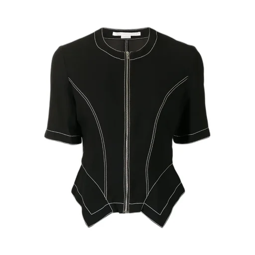 Contrast-Stitching Zipped Top
