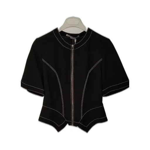 Contrast-Stitching Zipped Top