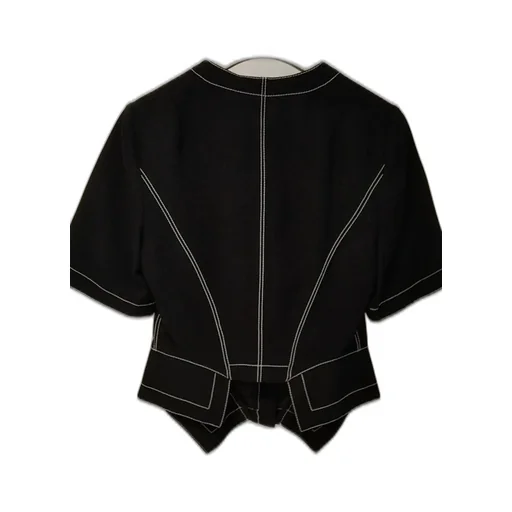 Contrast-Stitching Zipped Top