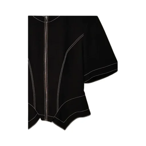 Contrast-Stitching Zipped Top